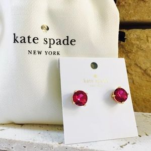 Kate Spade Gum Drop Stud Earrings - Gold & Ruby